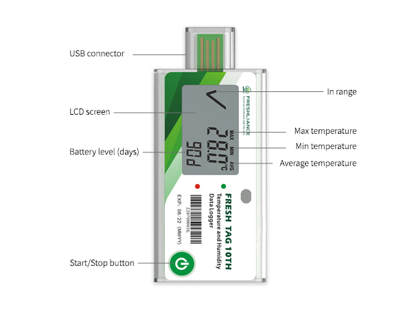 Fresh Tag 10TH Disposable Temperature Humidity Data Logger