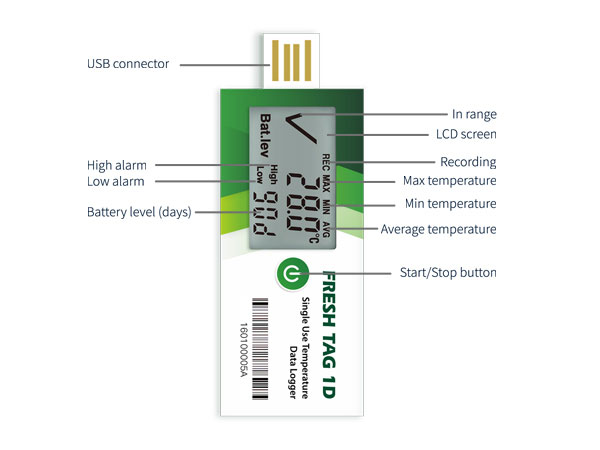 Fresh Tag 1D LCD Disposable Temperature Data Logger