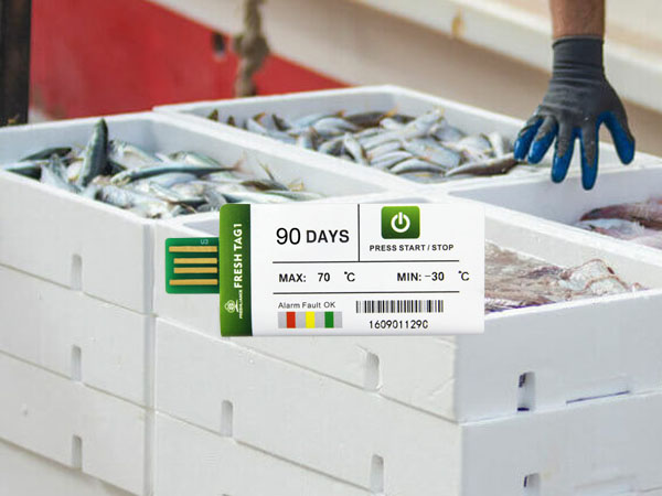 0 faults temperature data logger for seafood transportation