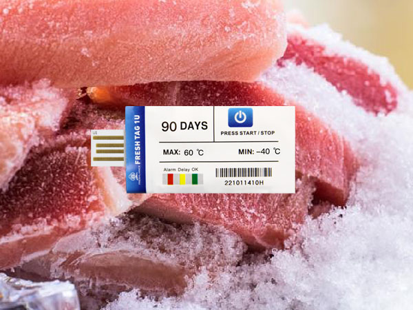 90-day disposable temperature data logger for frozen meat transportation